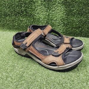 Ecco Yucatan Brown Leather Strappy Athletic Outdoor Hiking Sandals Mens 47 US 13